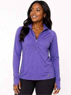 Adidas Women's Violet/Purple Quarter-Zip pullover jacket, women’s size Large.